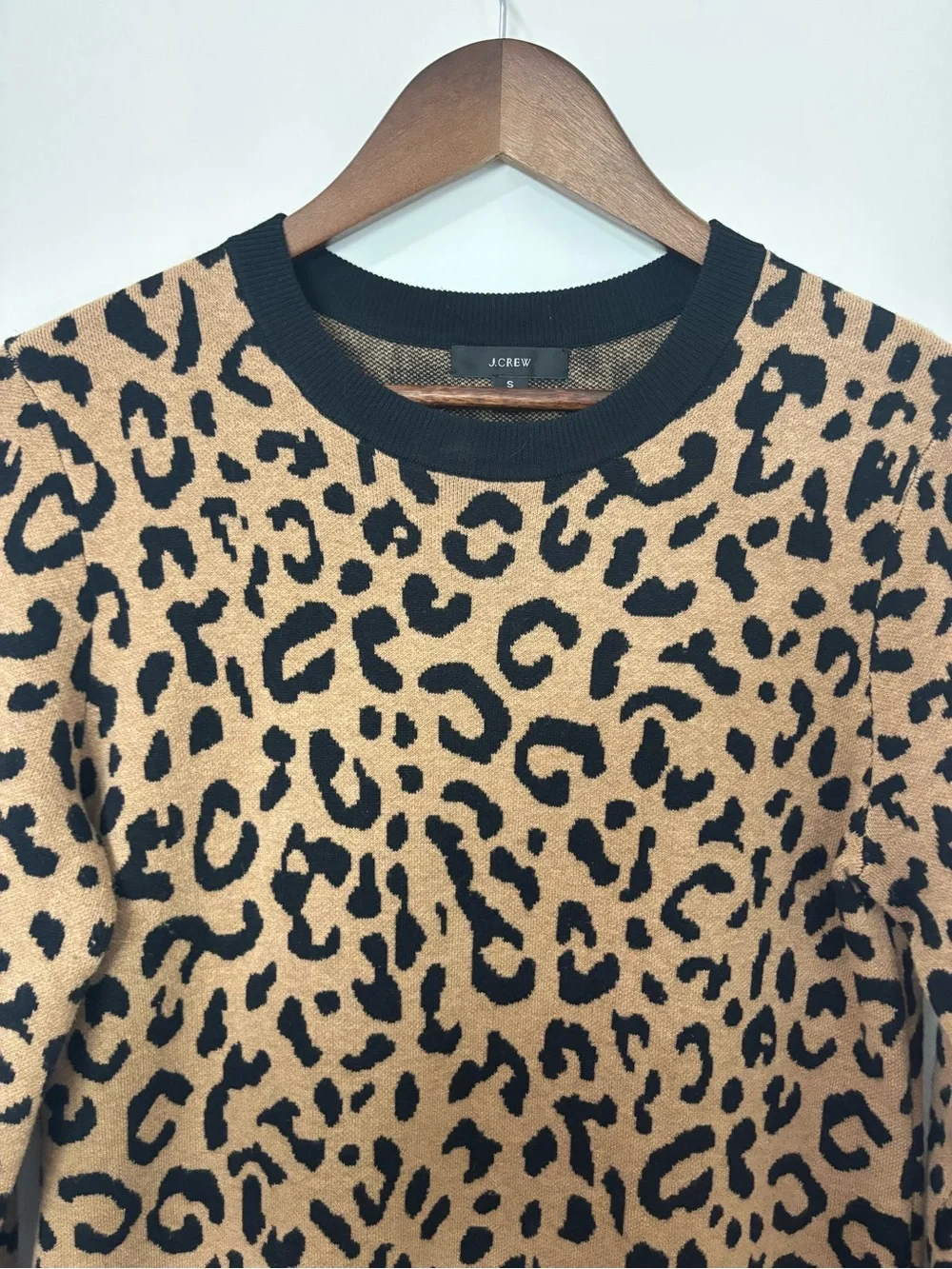J.Crew Leopard Wool Blend Sweater Dress Brown Black Size S
